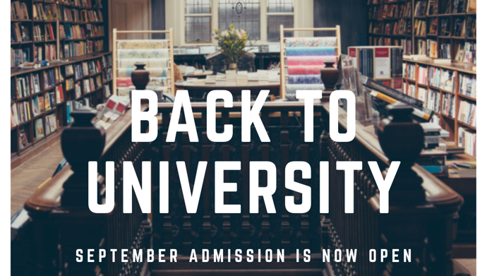 Start your studies in September- admissions are now open.